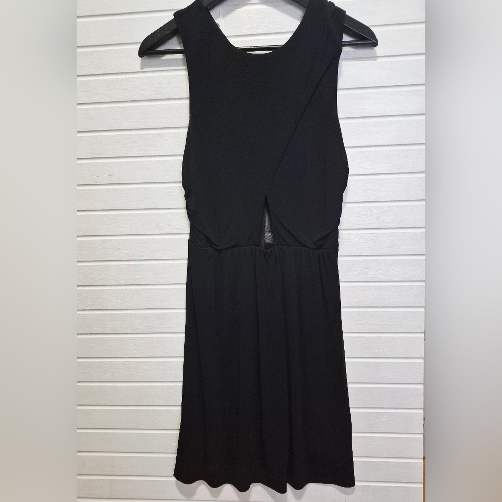 Guess by Marciano Black Cutout Faux Wrap Sheer Back Dress Medium